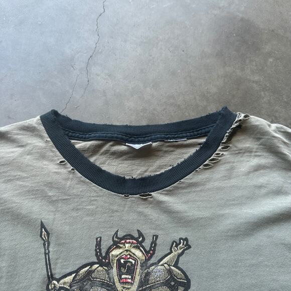 VTG No Boundaries Viking It's Over Graphic Tee Beige Distressed T-Shirt No Size - Picture 4 of 10